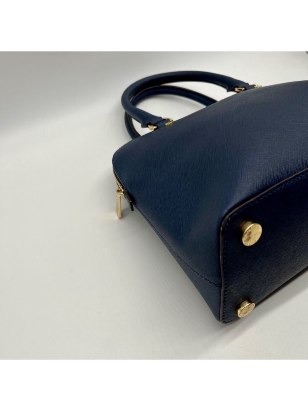 Michael Kors Blue Leather Cindy Large Dome Satchel Bag - Picture 7 of 10